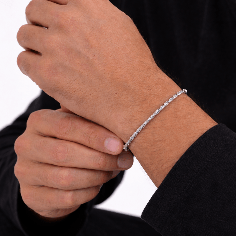 Inicio Men's Steel Waterproof Twist Rope Bracelet - Gift Pouch