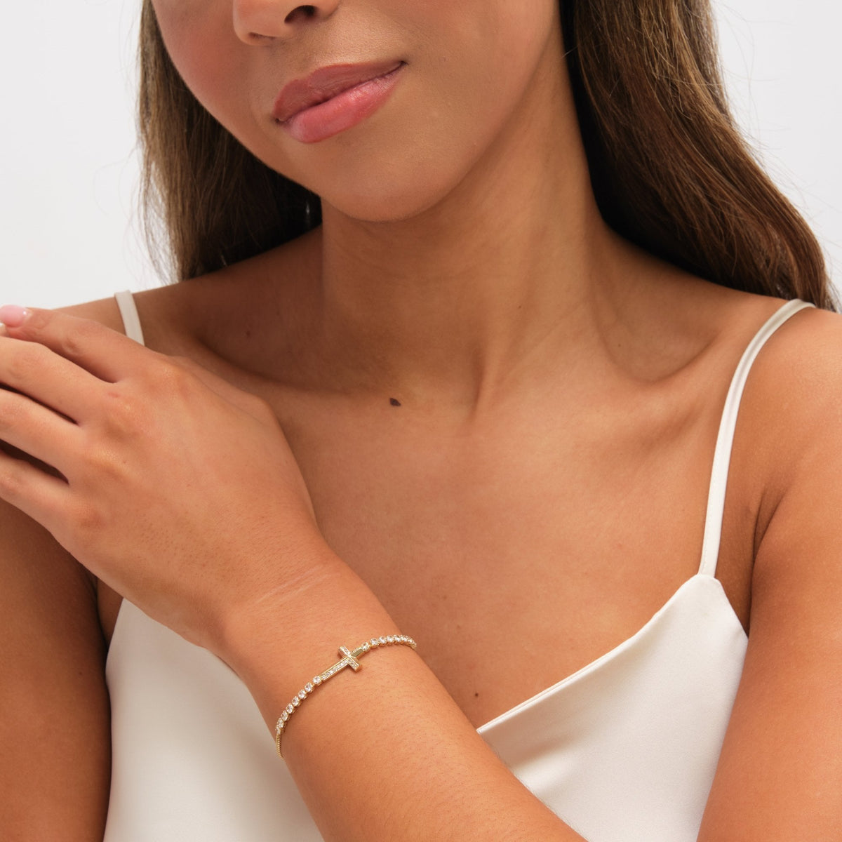 Jon Richard Gold Plated and Crystal Cross Toggle Bracelet