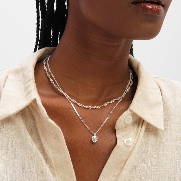 Inicio Sterling Silver Twist Chain Necklace - Gift Pouch