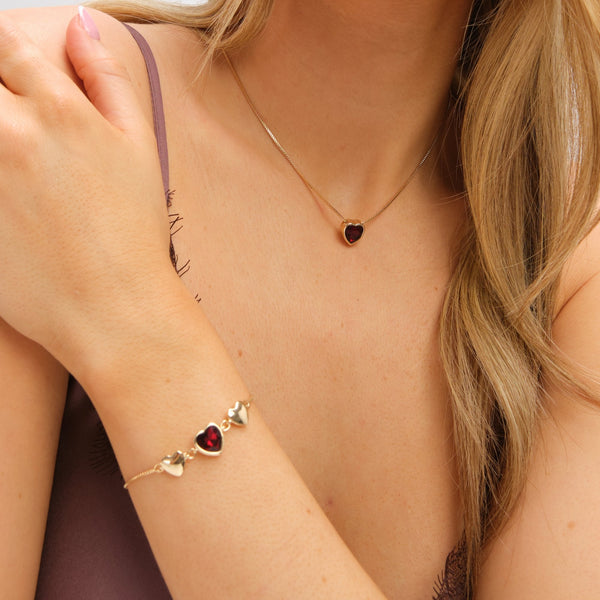 Jon Richard Gold Plated Crystal and Red Heart Trio Set - Gift Box
