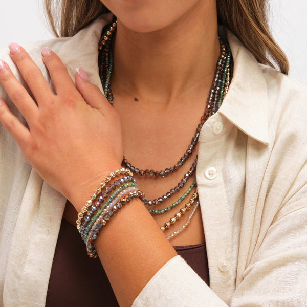 Mood Gold Plated and Polished Multi Colour Beaded Bracelets - Pack of 5