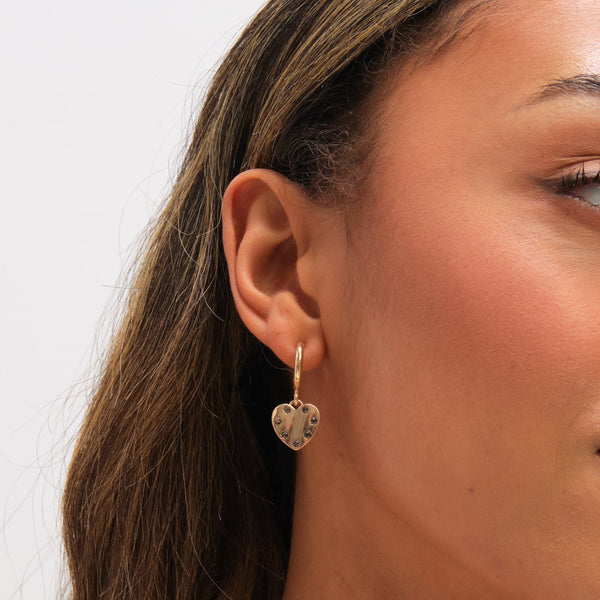 Mood Gold Plated Heart Charm Earrings - Pack of 3