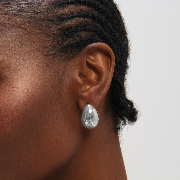 Mood silver Plated Textured Dome Hoops