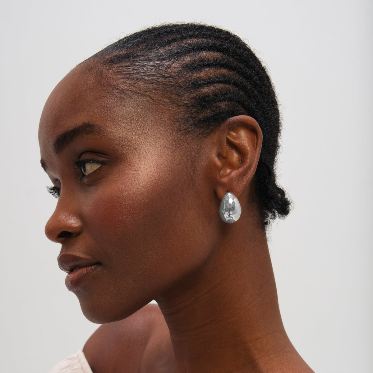 Mood silver Plated Textured Dome Hoops