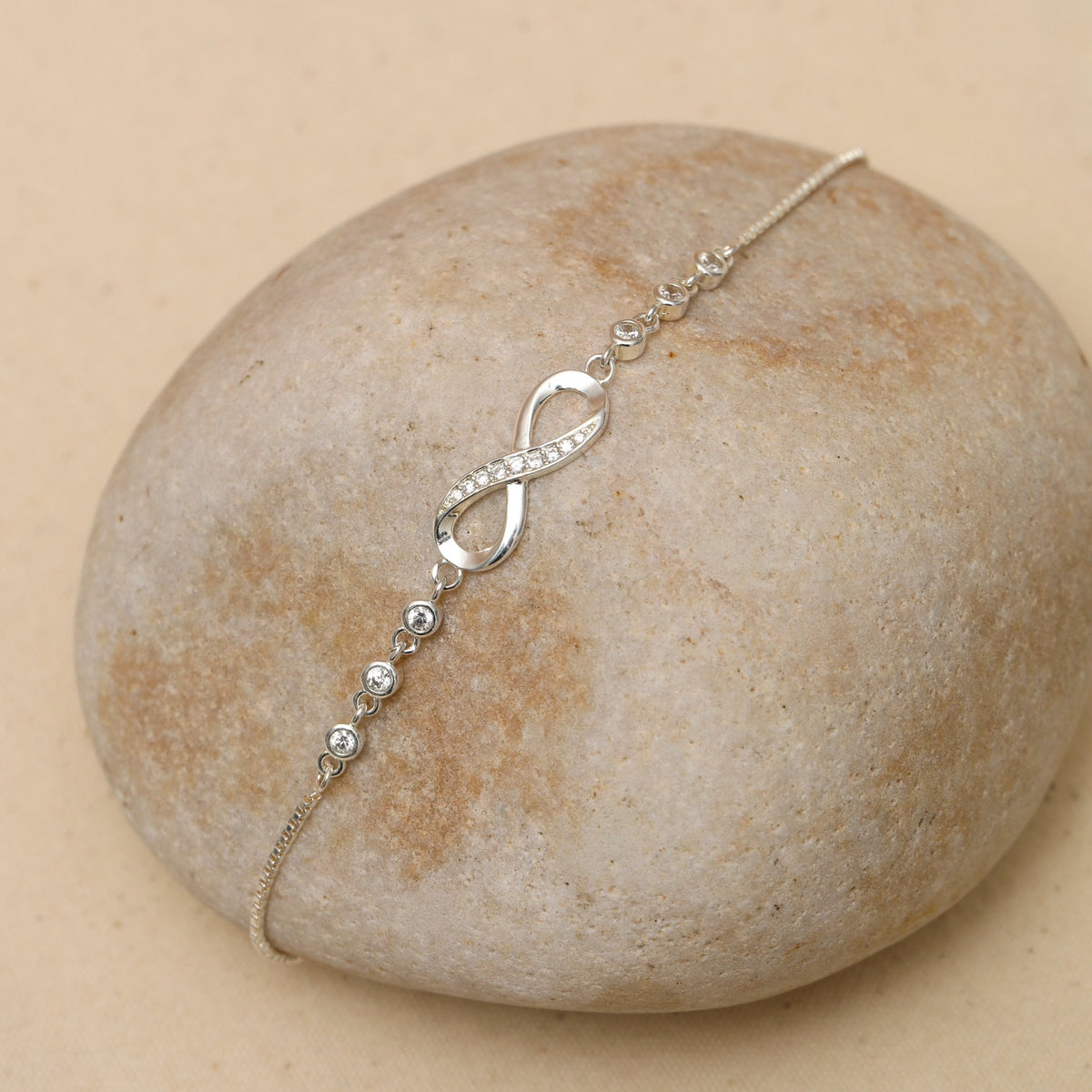 Jon Richard Silver Plated and Crystal Infinity Toggle Bracelet