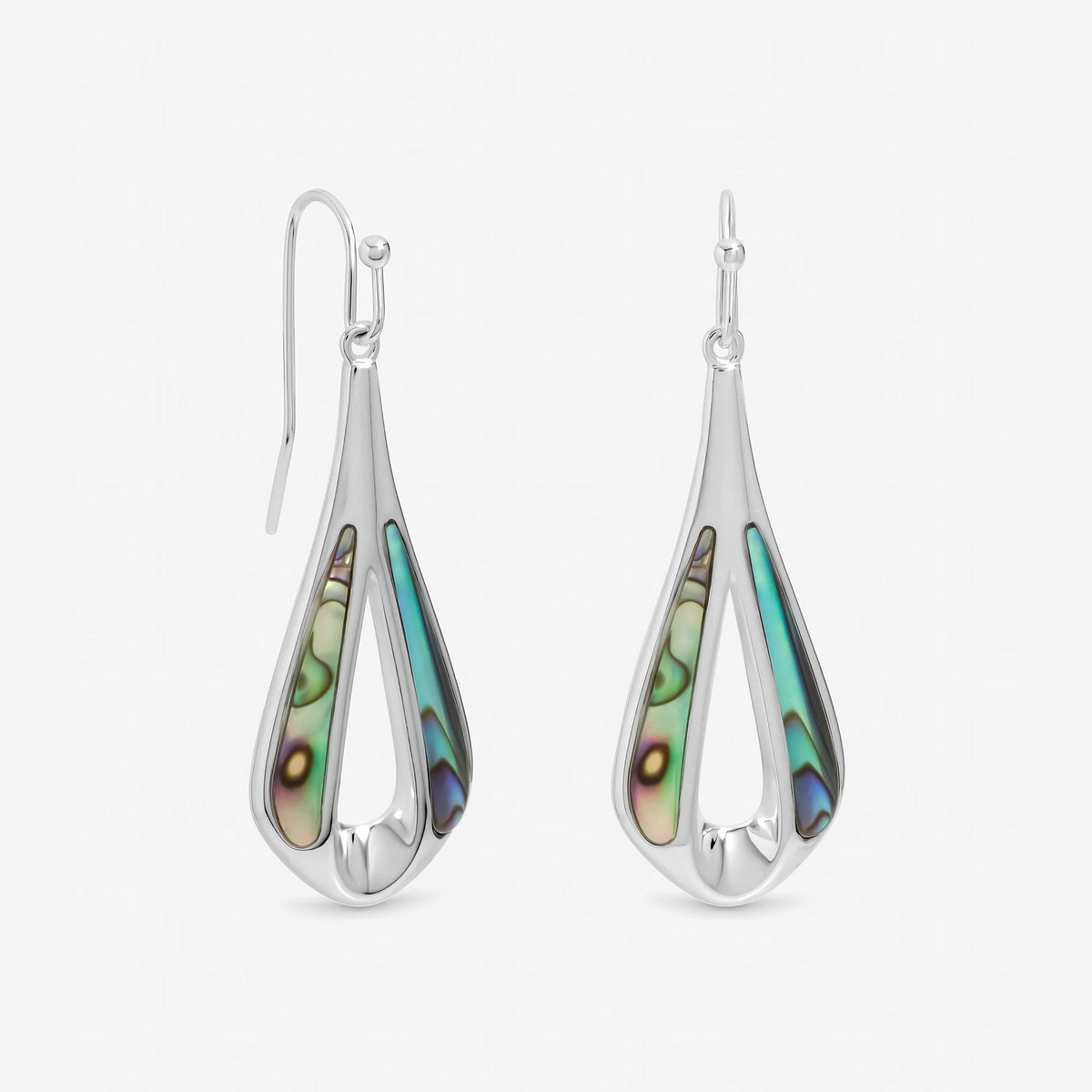 Inicio Sterling Silver Abalone Fishhook Earrings