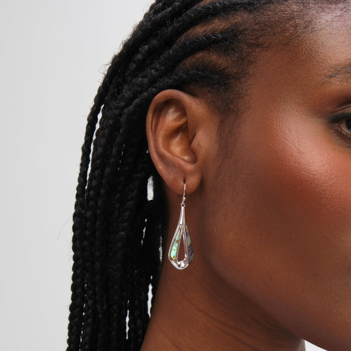 Inicio Sterling Silver Abalone Fishhook Earrings