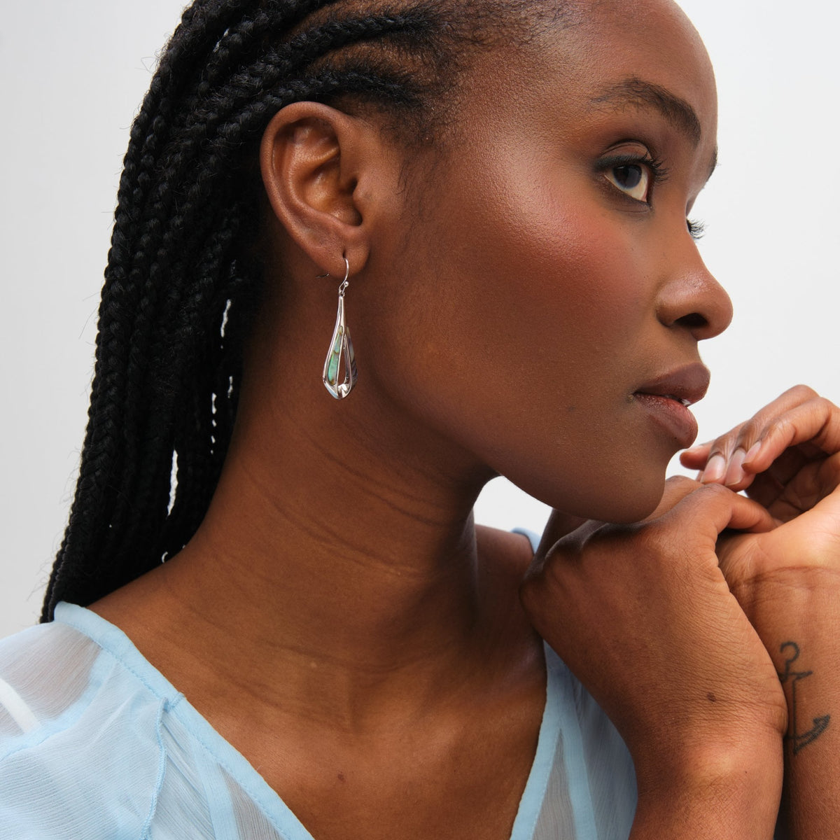 Inicio Sterling Silver Abalone Fishhook Earrings