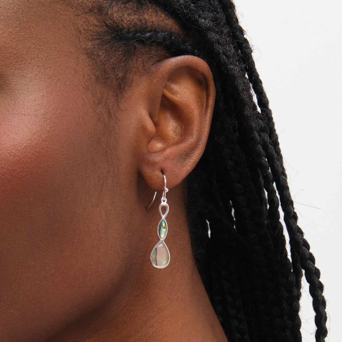 Inicio Sterling Silver Abalone Twist Fishhook Earrings