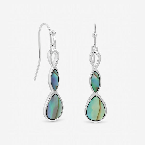 Inicio Sterling Silver Abalone Twist Fishhook Earrings
