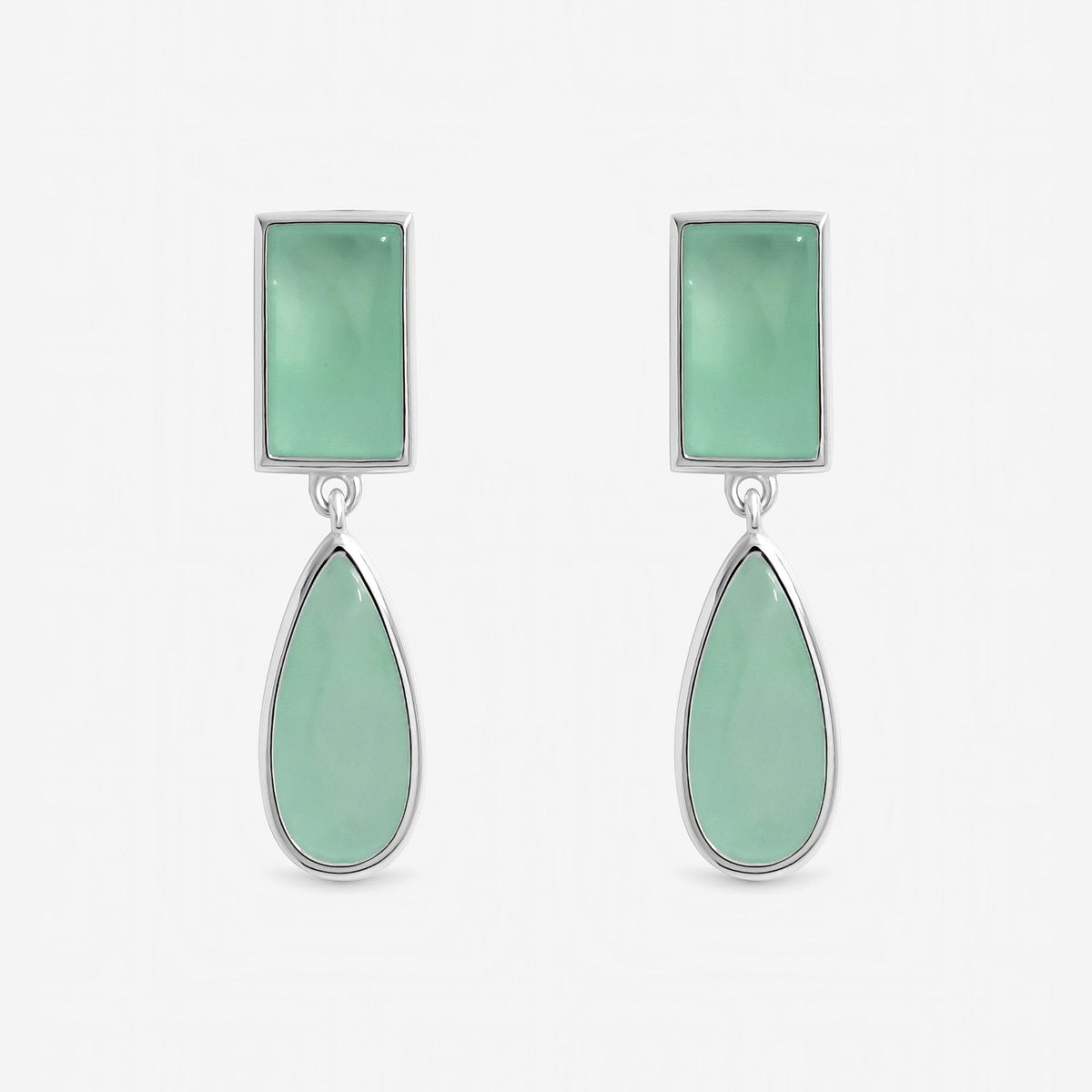 Inicio Sterling Silver Aqua Faceted Double Drop Earrings