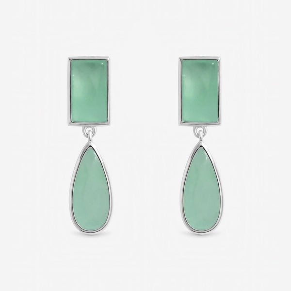 Inicio Sterling Silver Aqua Faceted Double Drop Earrings