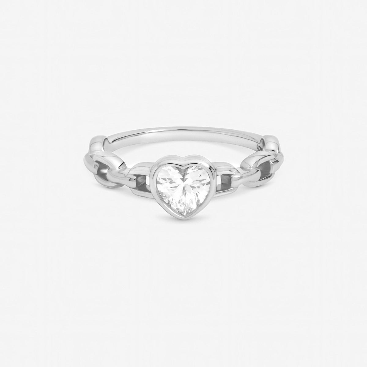 Inicio Sterling Silver Cubic Zirconia Heart Bezel Ring - Gift Pouch