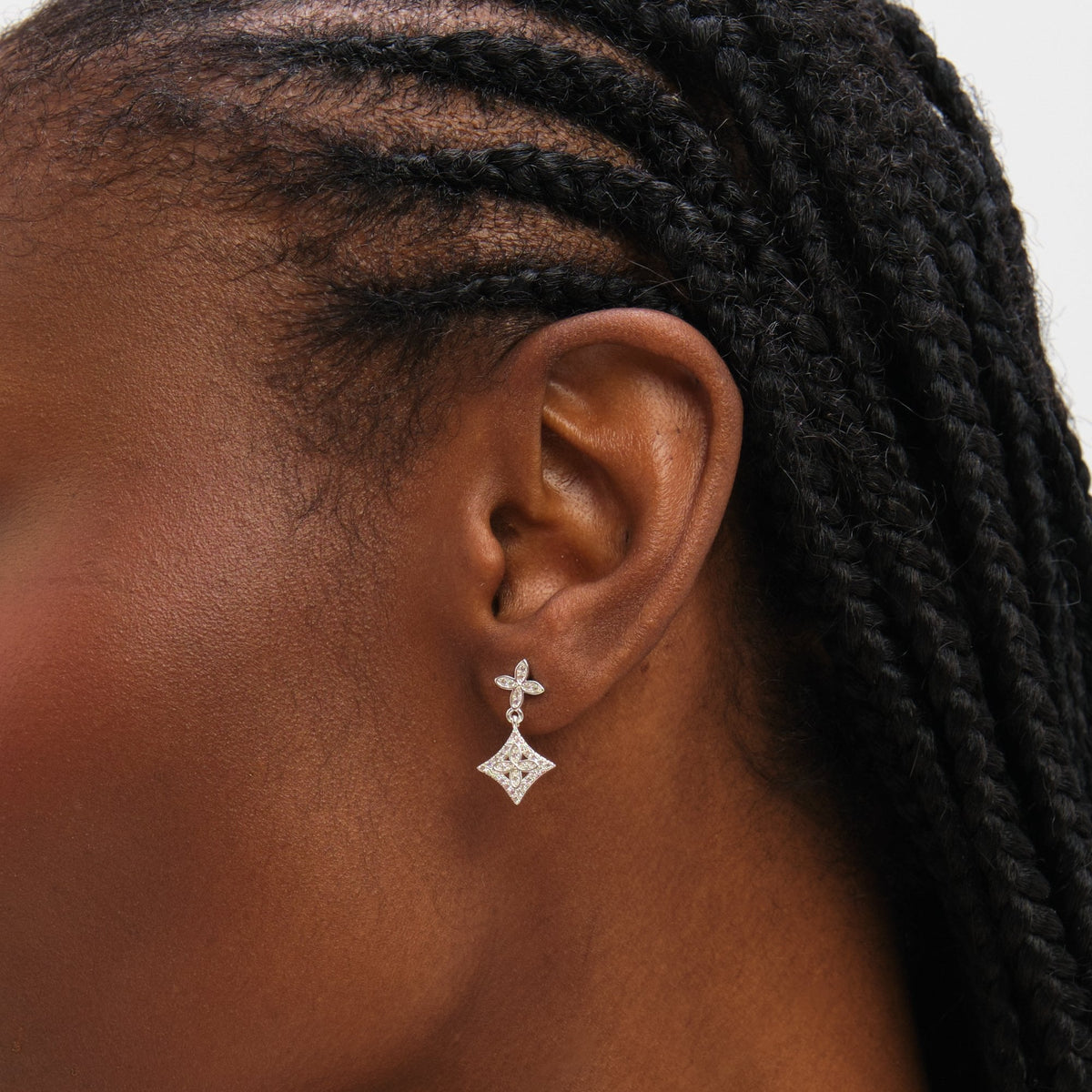 Inicio Sterling Silver Double Drop Clover Earrings