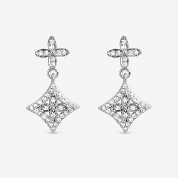 Inicio Sterling Silver Double Drop Clover Earrings