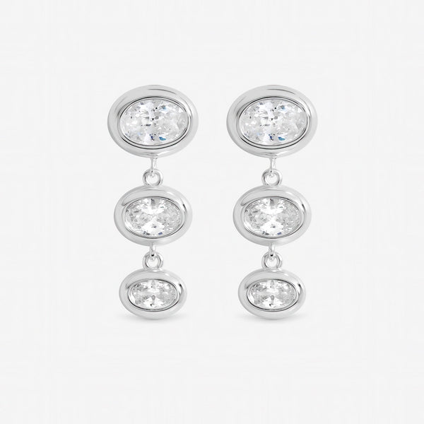 Inicio Sterling Silver Graduated Cubic Zirconia Bezel Drop Earrings - Gift Pouch