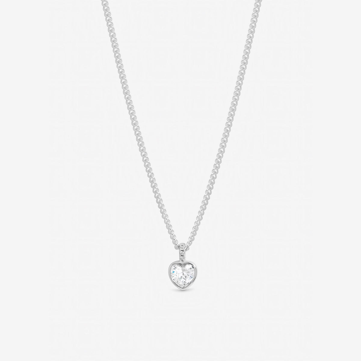 Inicio Sterling Silver Heart Bezel Necklace - Gift Pouch