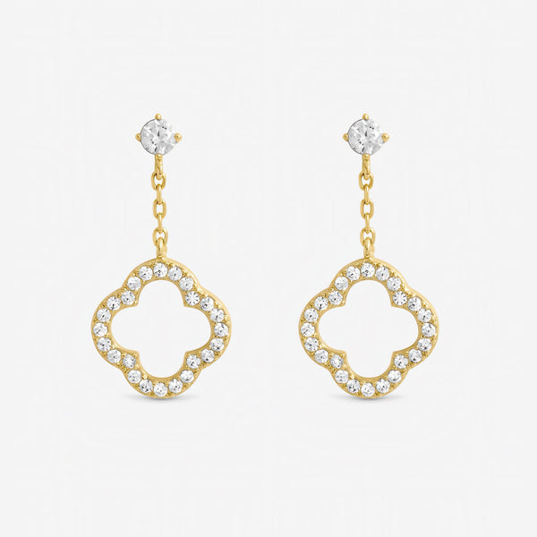Jon Richard Gold Plated and Crystal Open Clover Drop Earrings