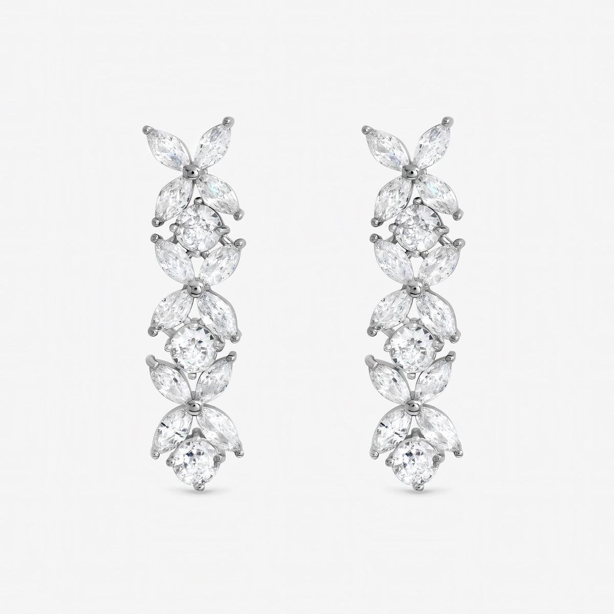 Jon Richard Rhodium Plated Cubic Zirconia Floral Earrings