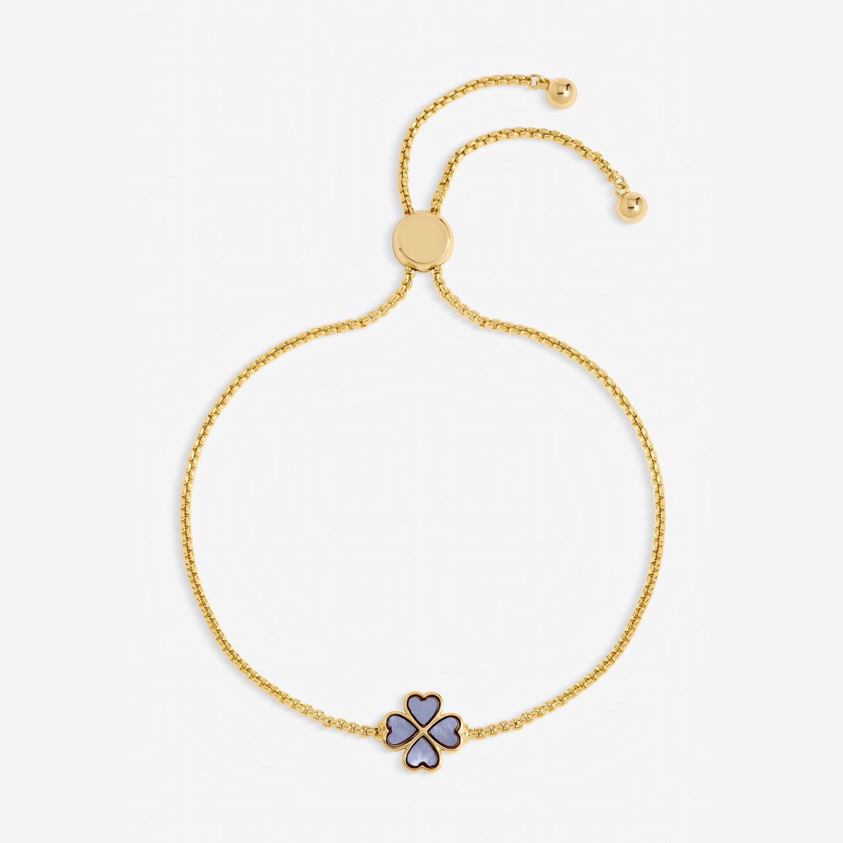 Jon Richard Gold Plated and Lilac Enamel Heart Clover Toggle Bracelet