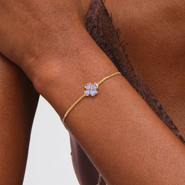 Jon Richard Gold Plated and Lilac Enamel Heart Clover Toggle Bracelet