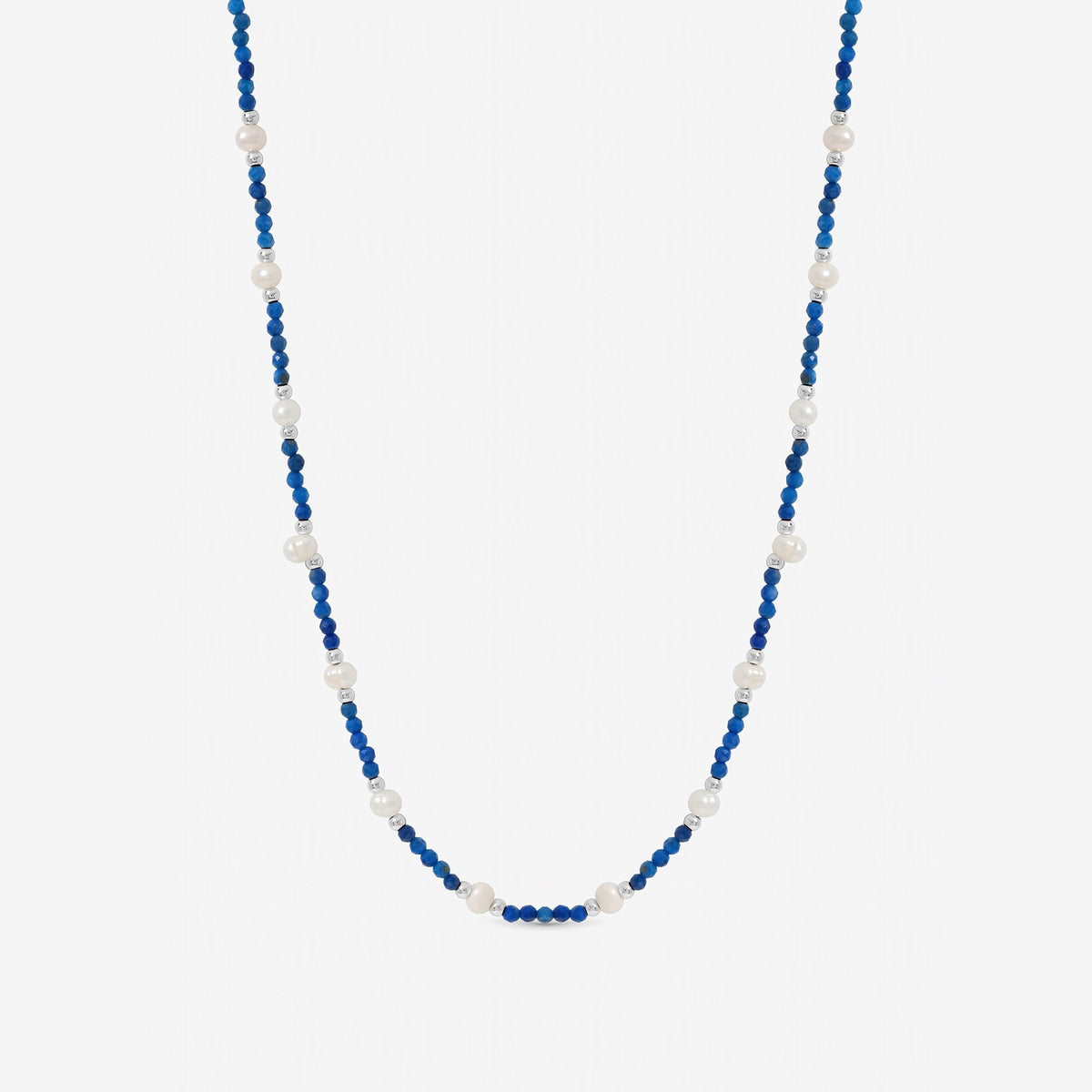 Inicio Sterling Silver Lapis And Pearl Necklace - Gift Pouch
