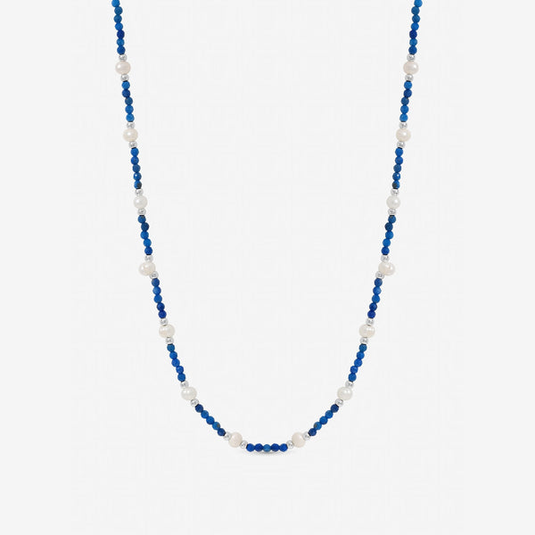 Inicio Sterling Silver Lapis And Pearl Necklace - Gift Pouch