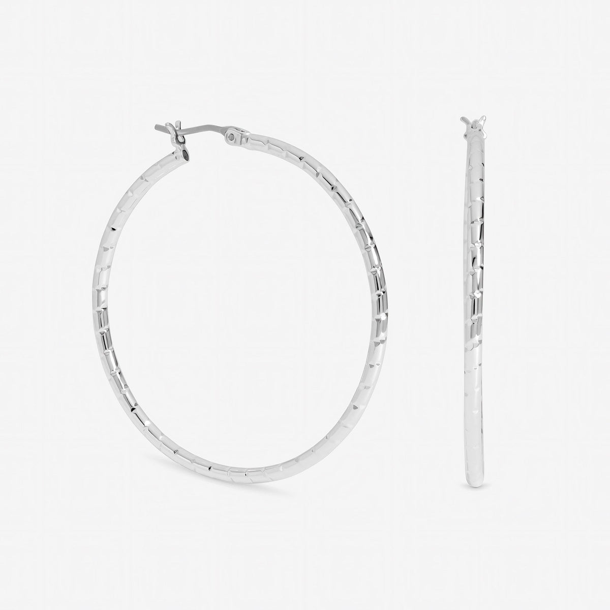 Inicio Sterling Silver Large Textured Hoops - Gift Pouch