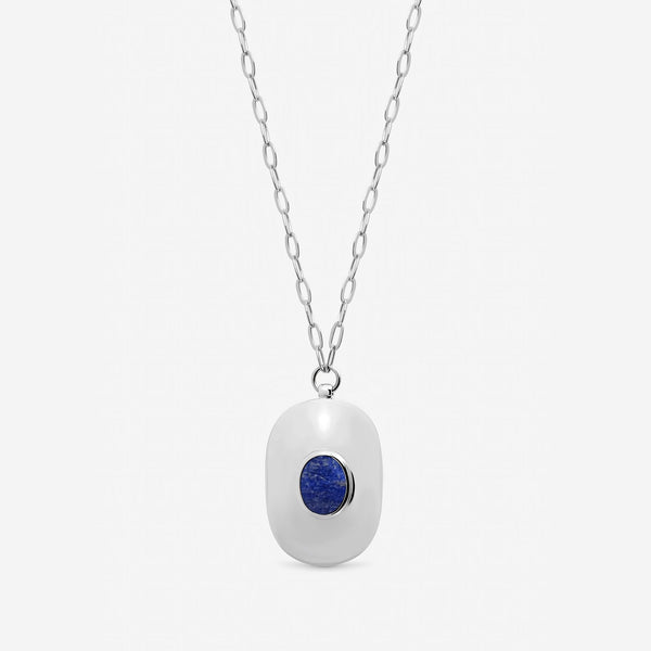 Inicio Sterling Silver Large Turquoise Polished Pendant - Gift Pouch