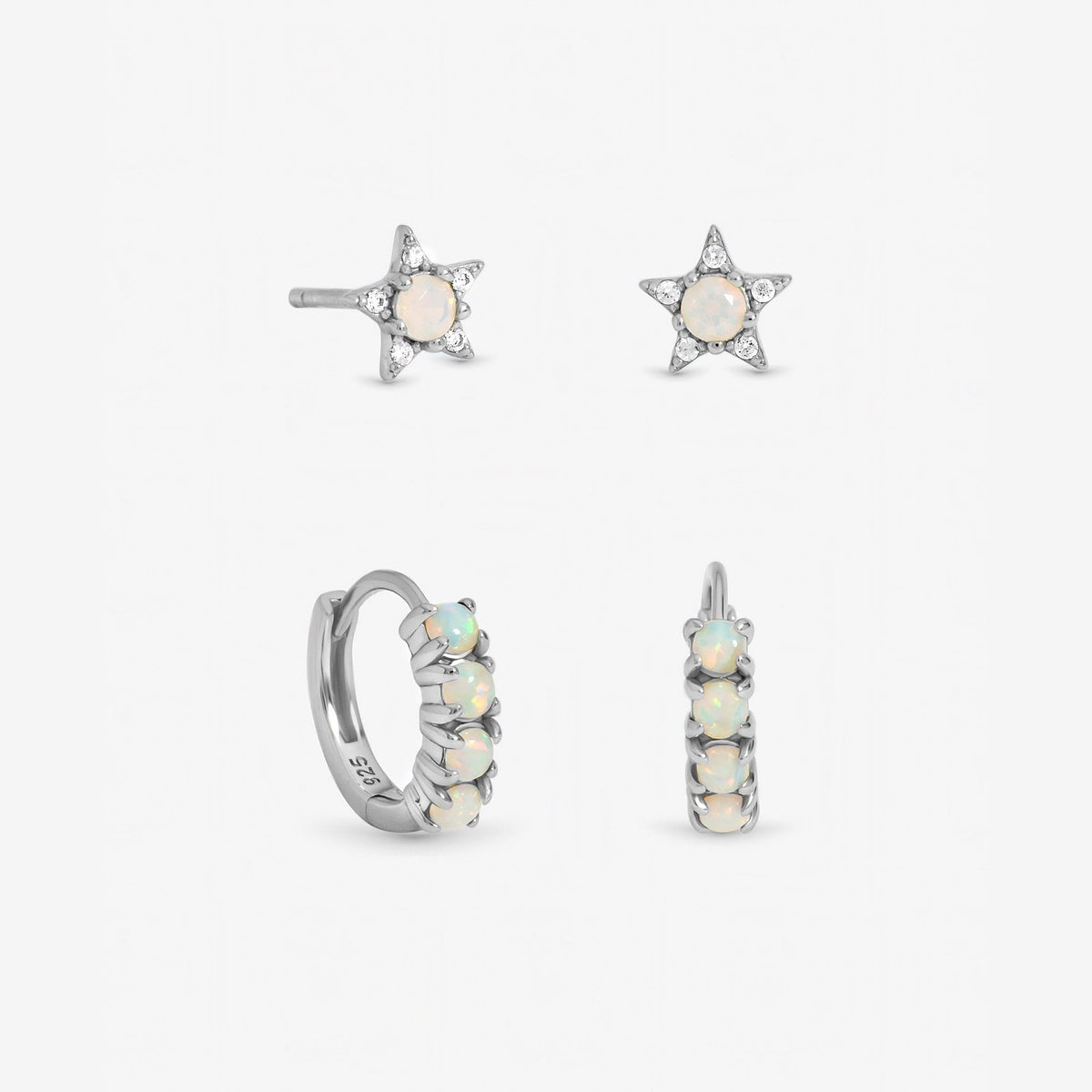Inicio Sterling Silver Opal Earrings - Pack of 2