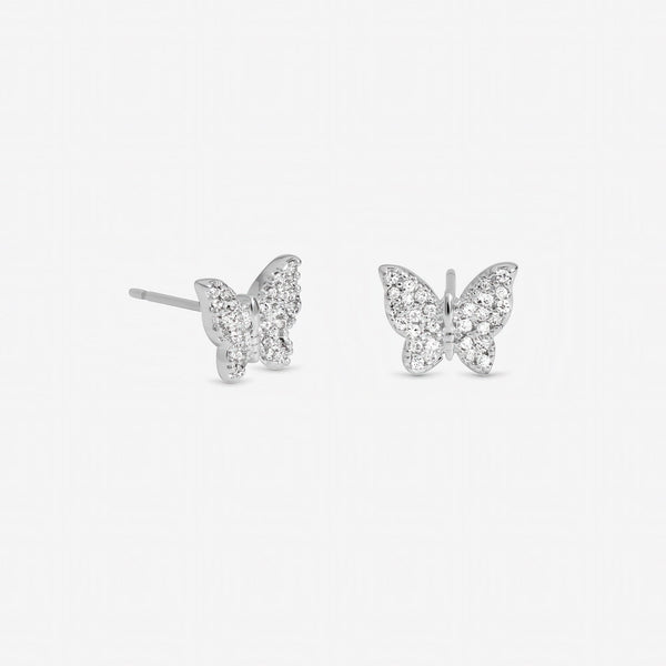 Inicio Sterling Silver Pave Butterfly Studs - Gift Pouch