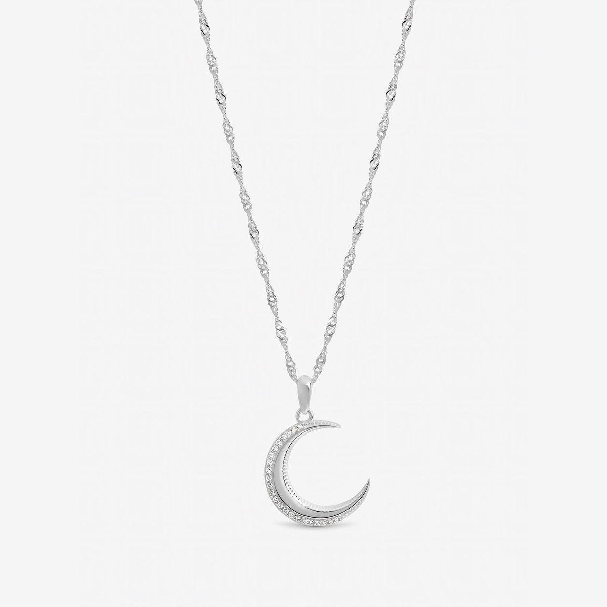 Inicio Sterling Silver Pave Crescent Pendant - Gift Pouch