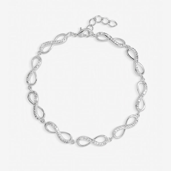 Inicio Sterling Silver Pave Infinity Link Bracelet - Gift Pouch