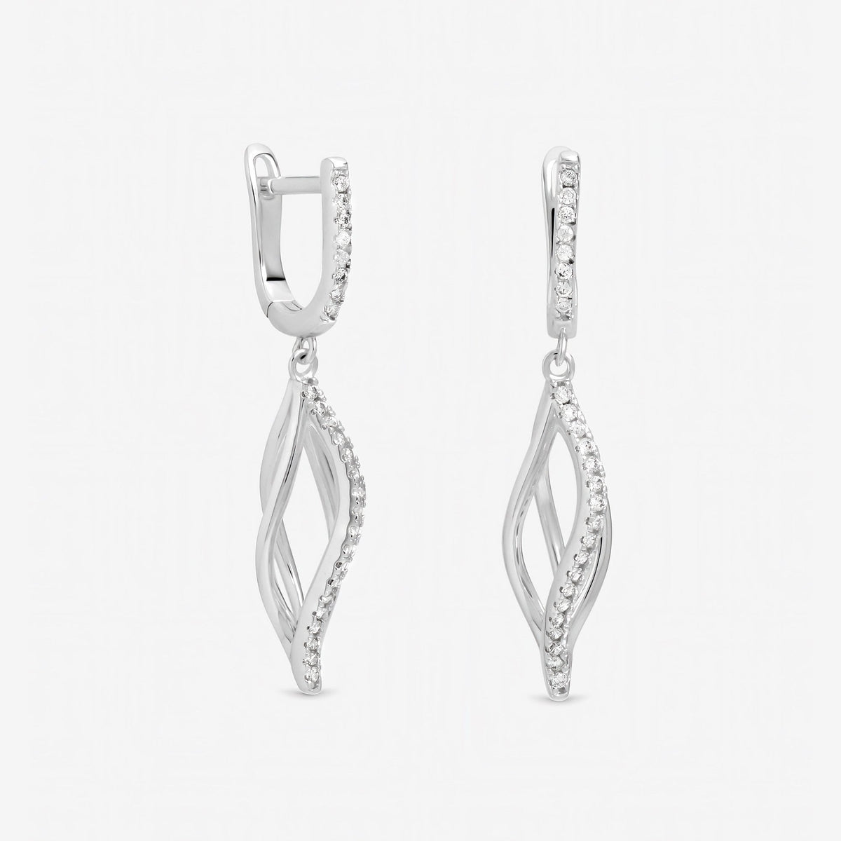 Inicio Sterling Silver Pave Twist Cage Drop Earrings - Gift Pouch