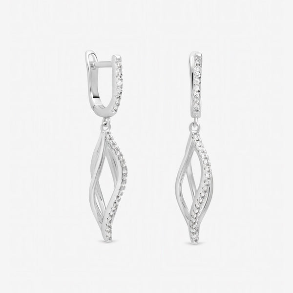 Inicio Sterling Silver Pave Twist Cage Drop Earrings - Gift Pouch