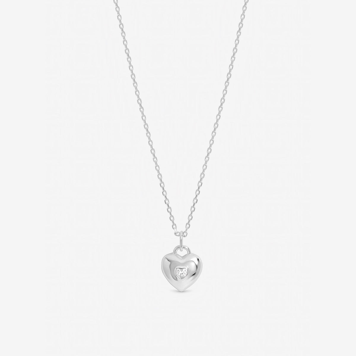 Inicio Sterling Silver Polished and Heart Bezel Pendant - Gift Pouch