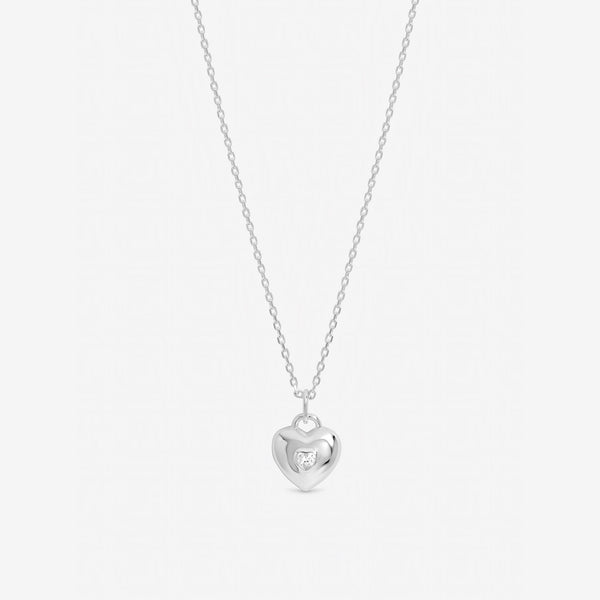 Inicio Sterling Silver Polished and Heart Bezel Pendant - Gift Pouch