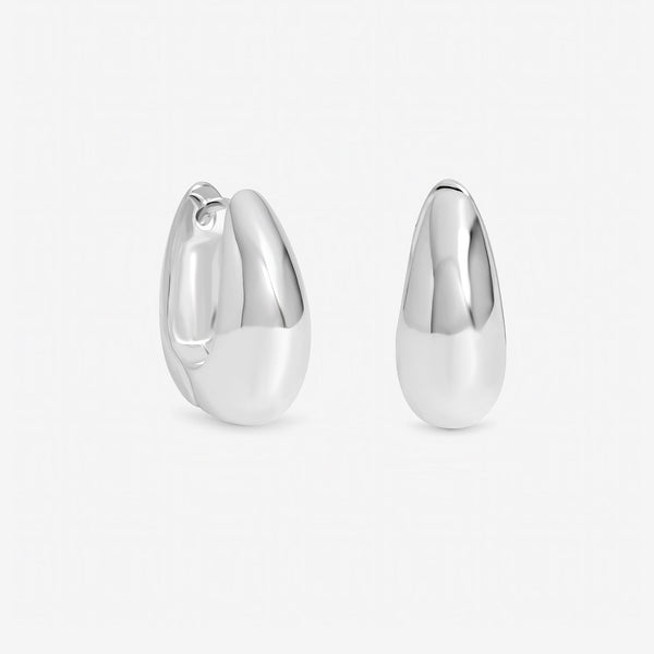 Inicio Sterling Silver Polished Dome Hoops - Gift Pouch