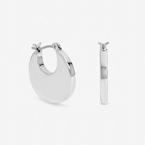 Inicio Sterling Silver Polished Flat Fluid Hoops - Gift Pouch