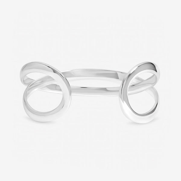 Inicio Sterling Silver Polished Open Crossover Bangle - Gift Pouch