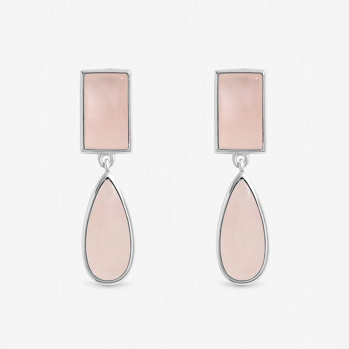 Inicio Sterling Silver Rose Faceted Double Drop Earrings