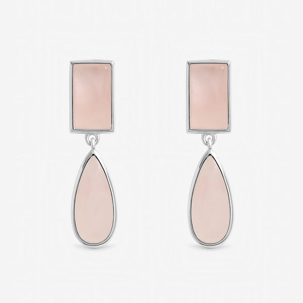 Inicio Sterling Silver Rose Faceted Double Drop Earrings