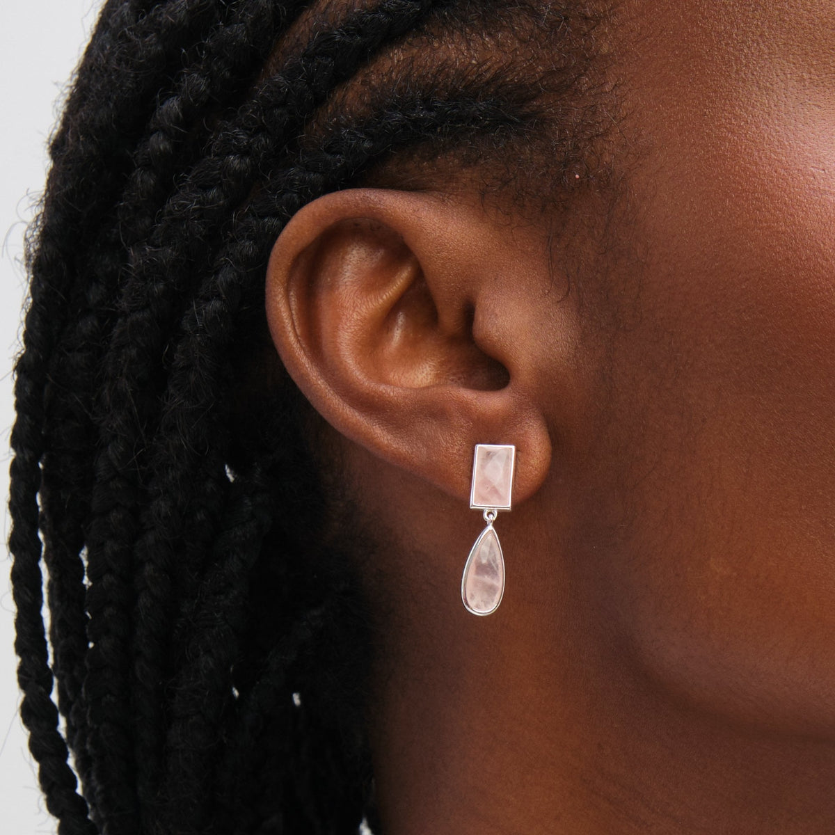 Inicio Sterling Silver Rose Faceted Double Drop Earrings