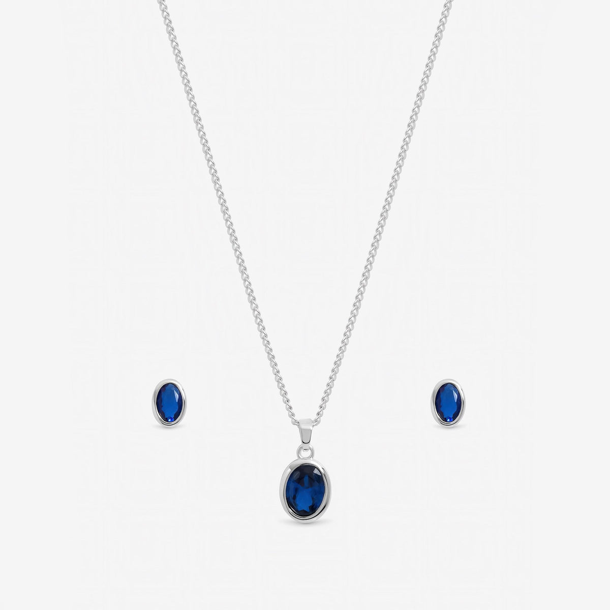 Inicio Sterling Silver Sapphire Oval Bezel Set - Gift Box