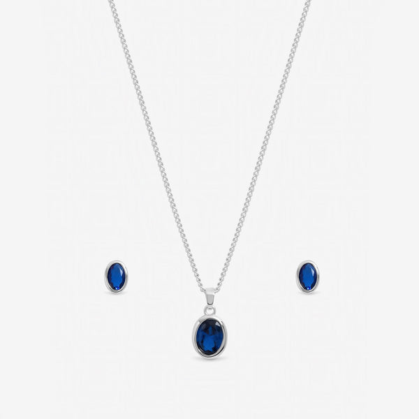 Inicio Sterling Silver Sapphire Oval Bezel Set - Gift Box
