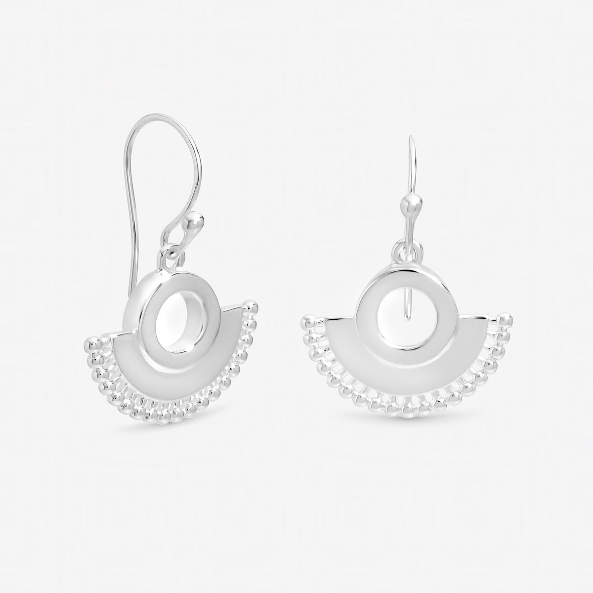 Inicio Sterling Silver Beaded Fan Fishhook Earrings