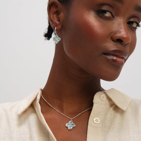 Inicio Sterling Silver Turquoise Clover Pendant - Gift Pouch