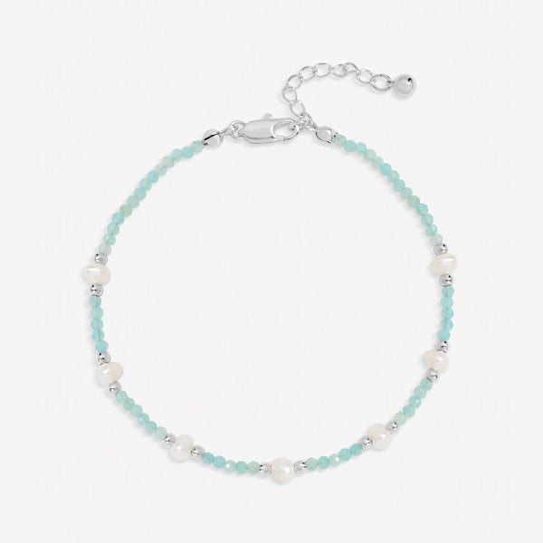 Inicio Sterling Silver Turquoise And Pearl Bracelet - Gift Pouch