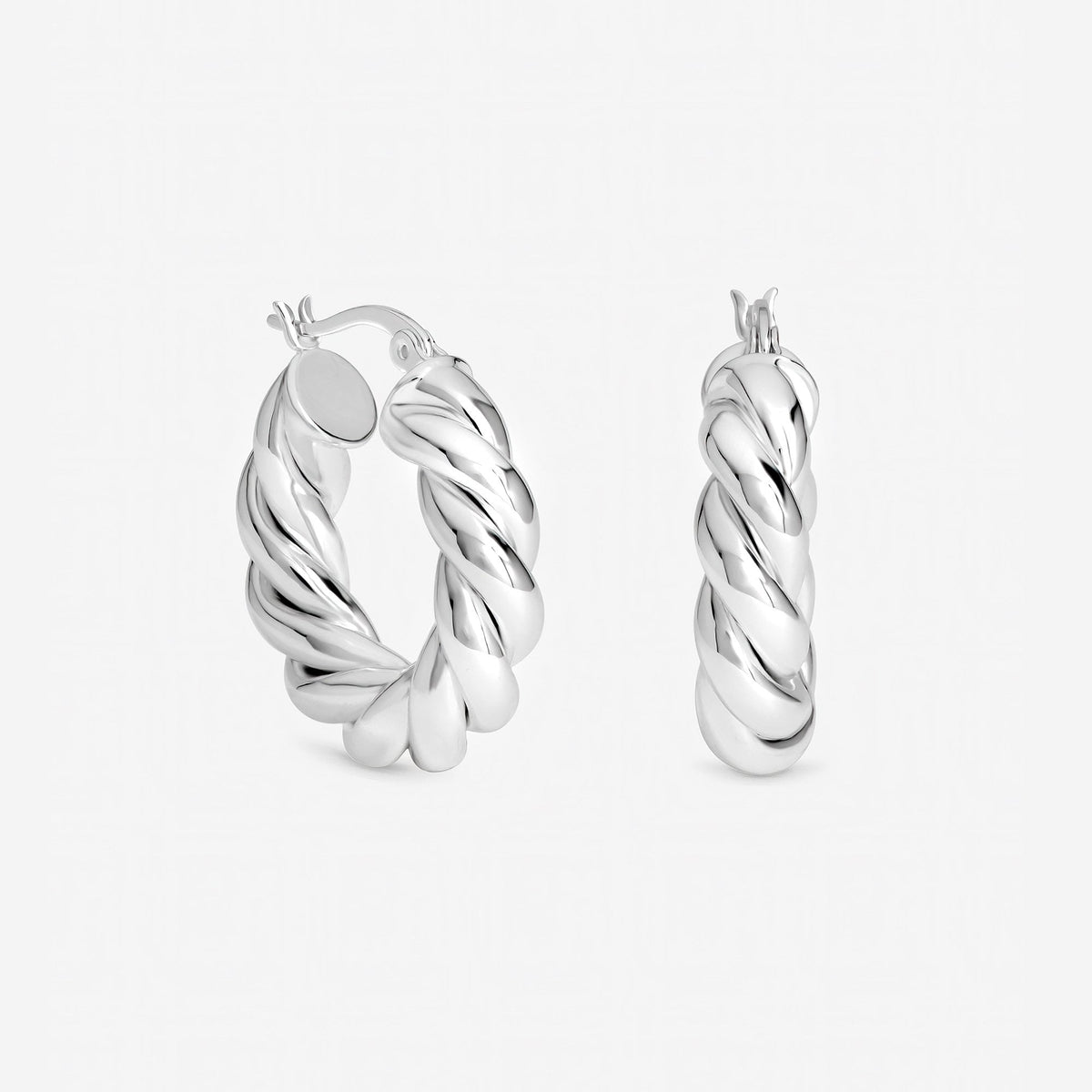 Inicio Sterling Silver Twisted Chubby Hoops - Gift Pouch