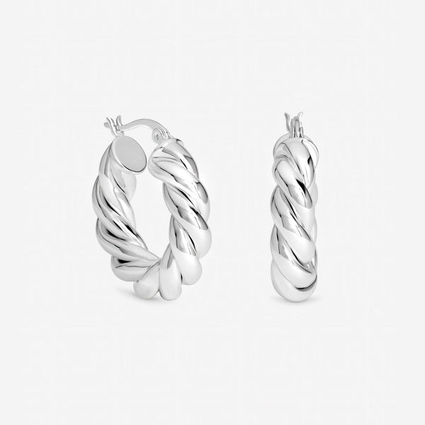 Inicio Sterling Silver Twisted Chubby Hoops - Gift Pouch